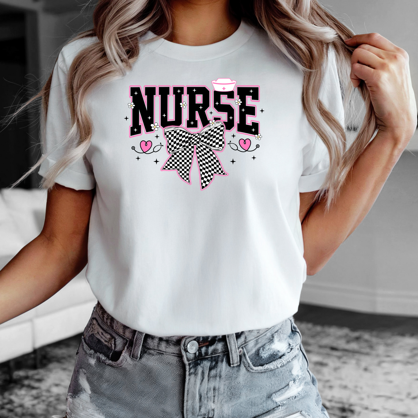 Nurse Bow Retro T Shirt