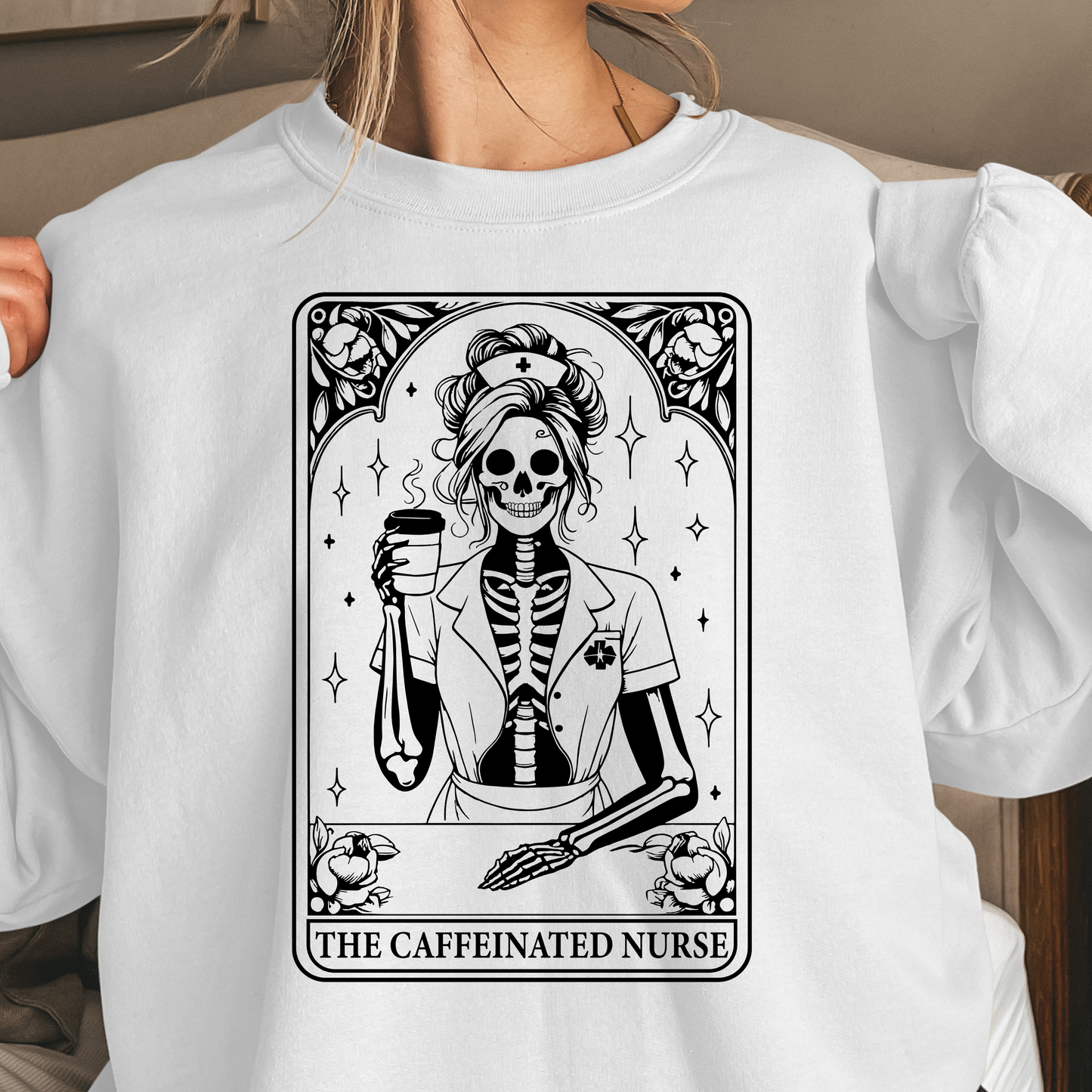 The Caffeinated Nurse Crewneck Pullover Sweatshirt