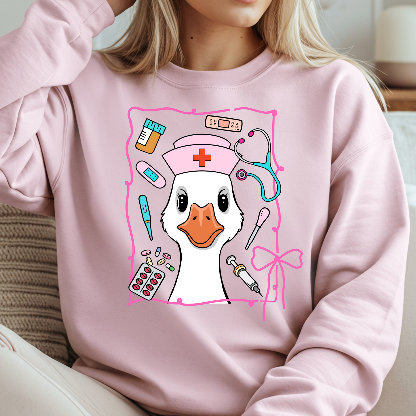 Silly Goose Nurse Crewneck Pullover Sweatshirt