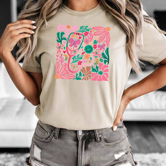 Pink Stethoscope Nurse Shirt