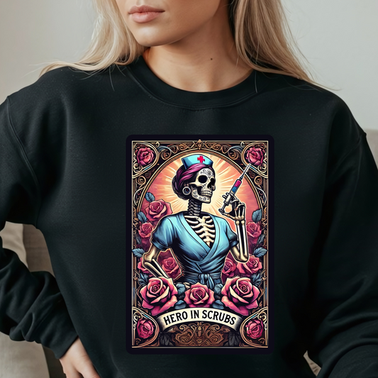 Hero In Scrubs Nurse Crewneck Pullover Sweatshirt