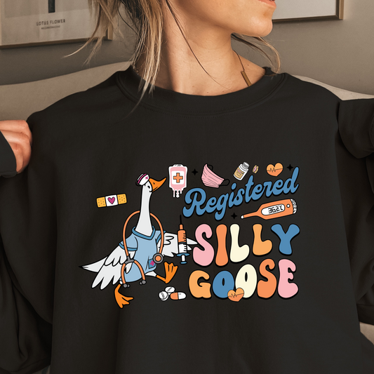 Registered Nurse Silly Goose Crewneck Pullover Sweatshirt