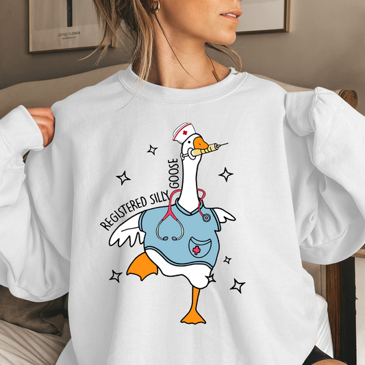 Registered Nurse Silly Goose Crewneck Pullover Sweatshirt