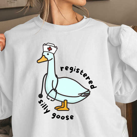 Registered Silly Goose Nurse Crewneck Pullover Sweatshirt